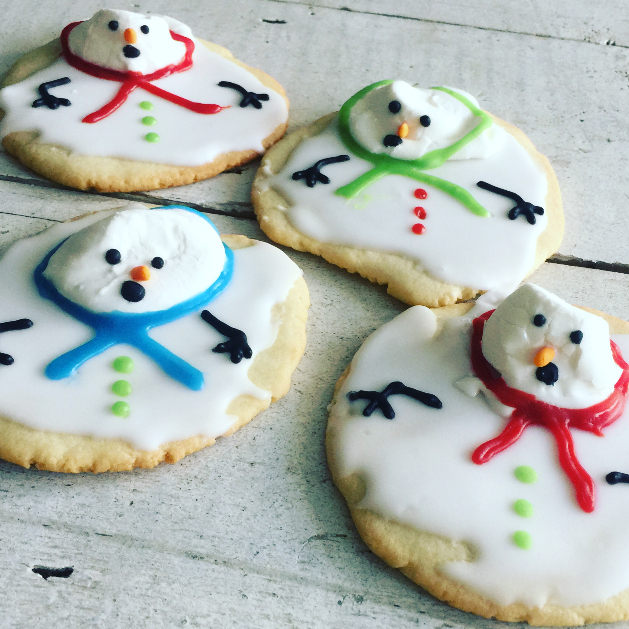 Melting snowmen custom christmas biscuits