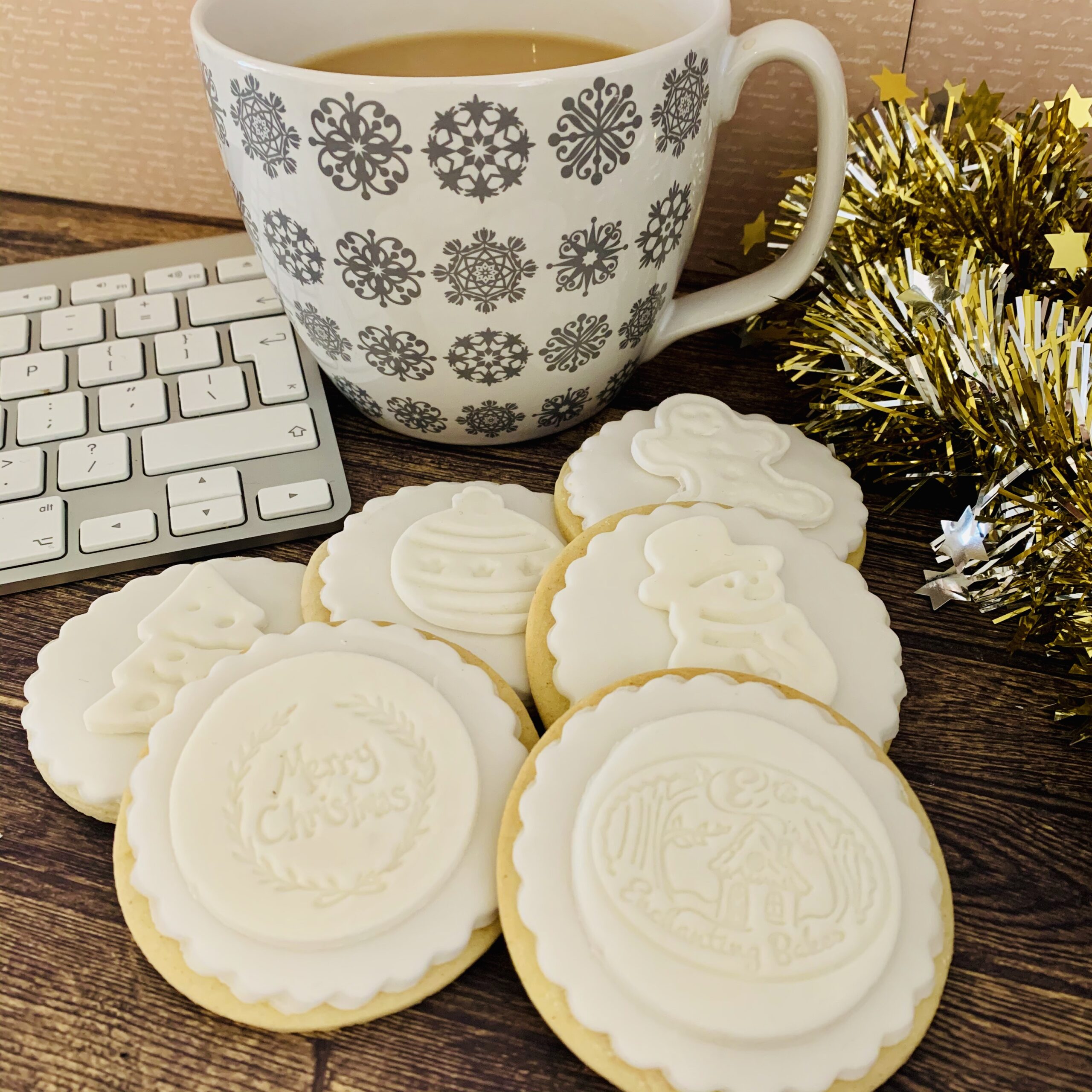 Branded white Christmas biscuit gift box - Christmas Biscuits from Enchanting Bakes