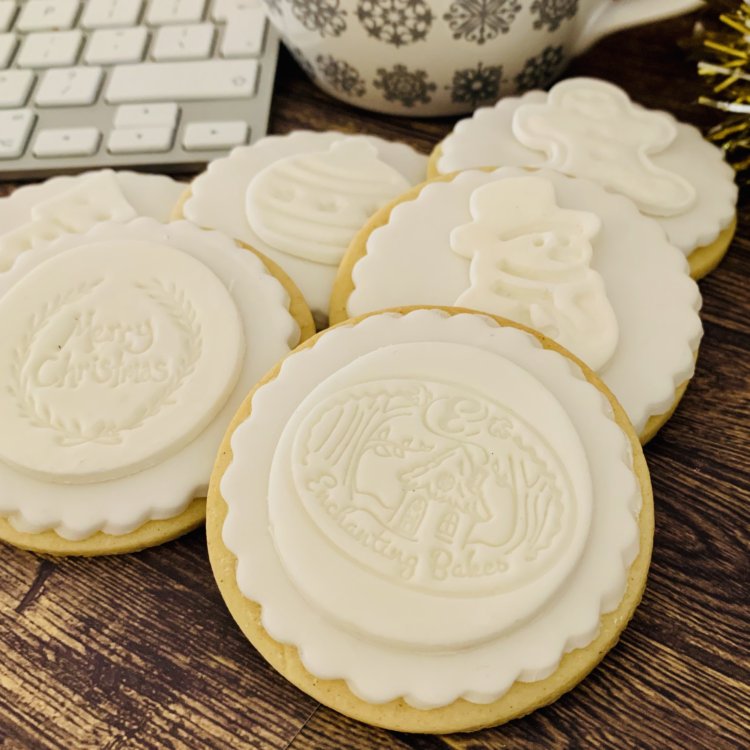 Branded white Christmas biscuit gift box - Christmas Biscuits from Enchanting Bakes