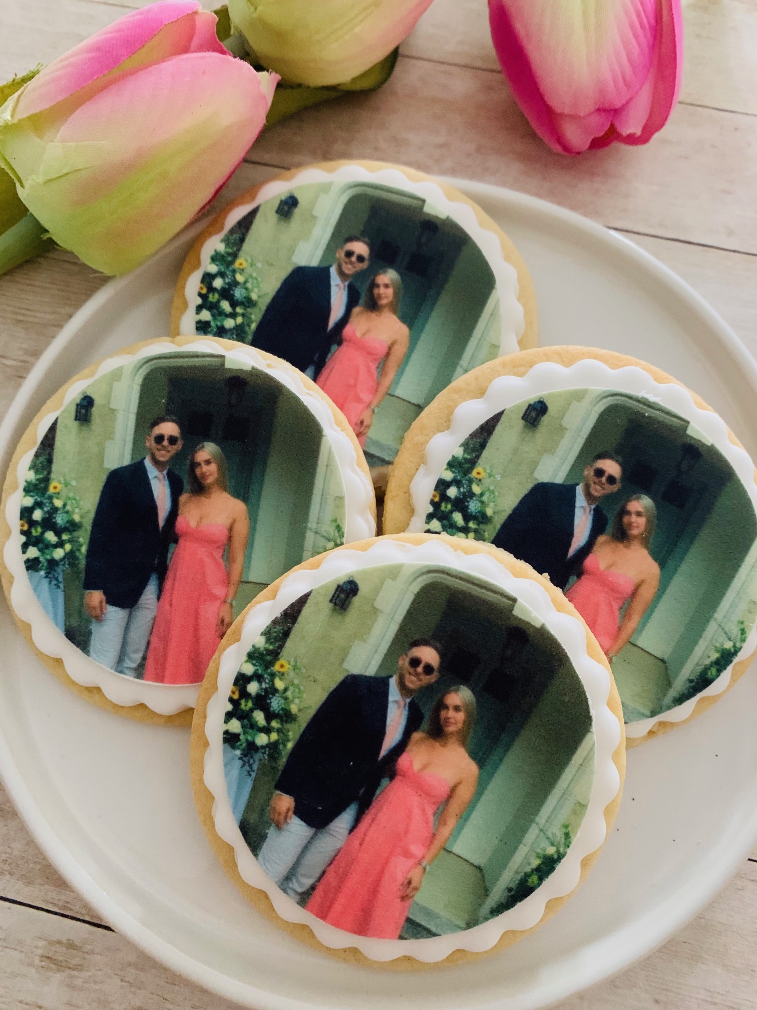 wedding photos on biscuits