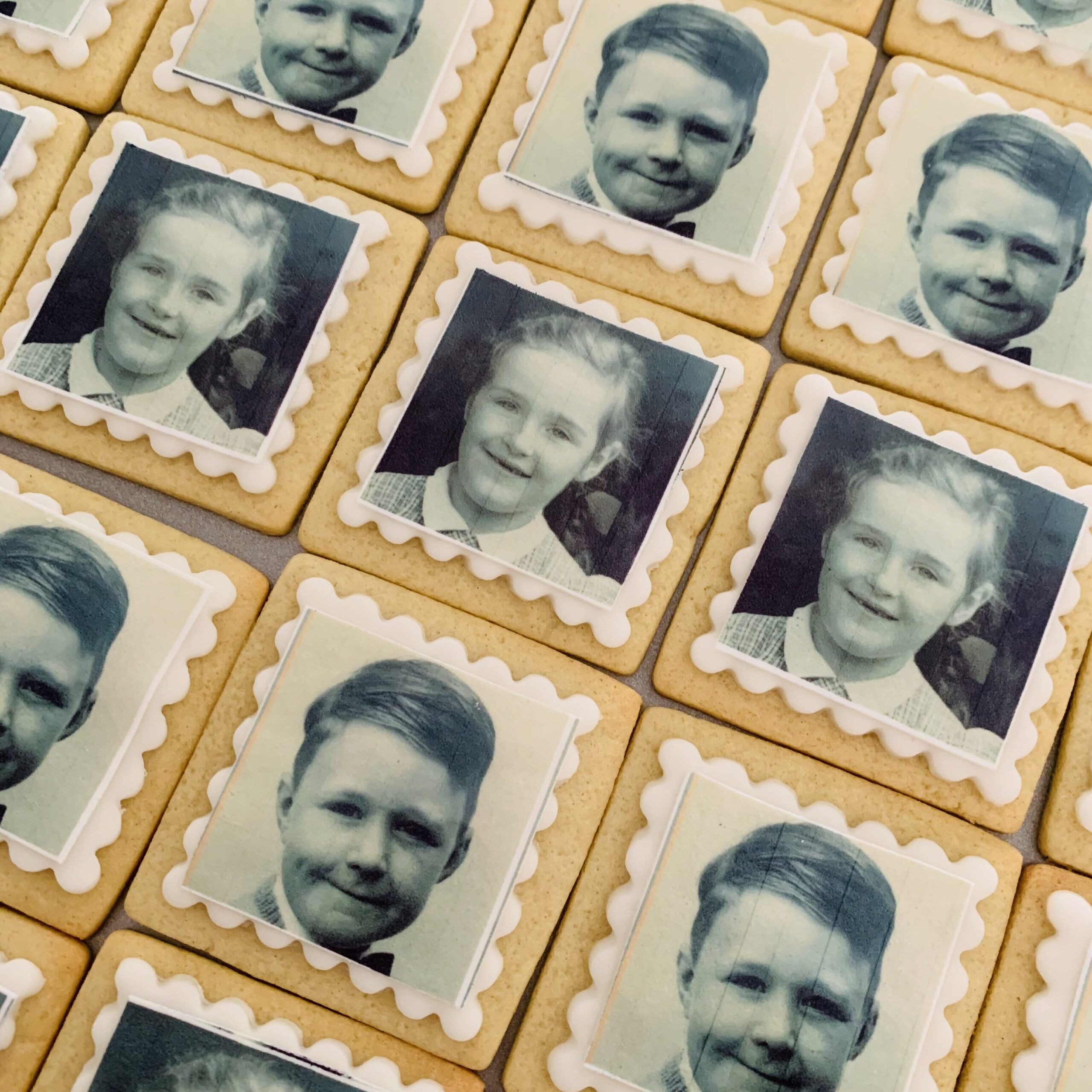 old photo turned into edible photo biscuit
