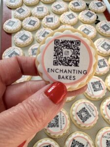 custom logo and QR code biscuits