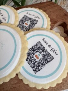 edible qr code biscuits shop launch event